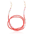 Bohemian vibrant red beaded glasses chain with LOVE letter beads and gold clips - Red