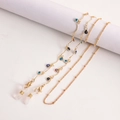 Golden eyewear chain featuring colorful evil eye beads and adjustable silicone loops - Evil Eye Style (2# Evil Eye)