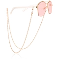 Pilotensonnenbrille mit rosa Gläsern, goldener Wellenkette und weißen Bügeln im Detail - 2#