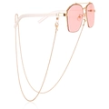Lunettes de soleil polygonales dorées avec chaîne à perles et verres teintés roses - Style de Boule Polie (8#)
