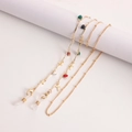Golden eyewear chains with colorful enamel hearts and small cross charms for women - Heart Cross Style (4# Heart Cross)