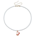 Christmas pearl necklace with Santa Claus enamel pendant and adjustable gold clasp - Santa Claus (ZW2845-7#)