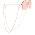 Sonnenbrille mit rosa Gläsern, goldenem Metallrahmen und feiner Perlenkette - 3#
