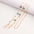 Detail of golden eyewear chain with colorful enamel rings and lobster clasps on white background - Geometric Circle Style (3# Circle)