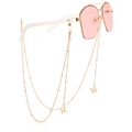 Modische Sonnenbrille mit rosa Gläsern und goldener Kette mit M-Buchstabenanhängern - 9#-Buchstabe M Anhänger Stil