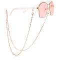 Polygone Sonnenbrille mit rosa Gläsern, Goldmetallrahmen und dekorativer Kette - 4#