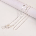 Detail of silver metal glasses chain featuring heart charms and silicone loops - 6# Silver Heart Style
