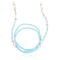 Bohemian light blue seed bead eyewear chain with LOVE letters and gold lobster clasps - Blue