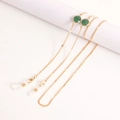 Golden eyewear chain with green zircon beads and non-slip silicone loops for glasses - Green Stone Style (3#)