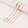 Detail of gold metal glasses chain with arrow feather charms and adjustable silicone loops - 1# Gold Arrow Style