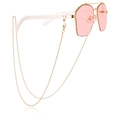 Gafas de sol aviador con lentes rosa claro y cadena de cuentas doradas de moda - 5#