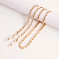 Detailopname van gouden metalen kralenketting met siliconen lussen voor brillen en maskers - Platte Ronde Kralenketting (4#)