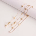 Detalle de cadena dorada con dijes de corazón y perlas para gafas o mascarillas - Estilo Corazón Perla Rosa (2#)
