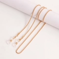 Fashionable gold braided metal glasses chain and mask strap with silicone loops - Fine Twist Rope Chain (5#)