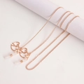 Chaîne de lunettes en or rose avec pendentif cœur et boucles en silicone pour masques - Or rose
