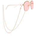 Gafas de sol rosa geométricas con cadena dorada decorativa y patillas blancas - Talla 6