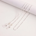 Silver metal chain for glasses or masks with lobster clasps and silicone loops on gray background - Silver