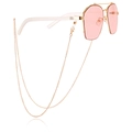 Gafas de sol octagonales con lentes rosas y cadena decorativa de metal dorado - Talla 8
