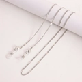 Sleek silver metal eyewear chain and mask lanyard with lobster clasps and silicone loops - White Gold
