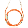 Catenina per occhiali in perline arancioni vivaci con accenti boho colorati e ganci oro - Arancione