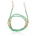 Catenina per occhiali in perline verde erba con accenti colorati e ganci dorati - Verde