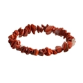 Elastic bracelet made of natural red jasper irregular stones with polished finish - Red Gravel Style / Red