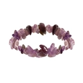 Elastic stretch bracelet featuring polished natural amethyst crystal chips in deep purple - Amethyst Crushed Stone Style / Purple