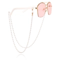 Lunettes de soleil à verres roses avec chaîne en perles transparentes et monture dorée - Style Perle Ronde Transparente (ZW2630金色白珠子-8#)