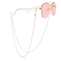 Lunettes de soleil roses à monture dorée avec chaîne décorative en perles blanches - Style Perle Artificielle Blanche (ZW2907-1#)