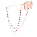 Chaîne de lunettes en pierres colorées avec monture dorée et verres rose dégradé - Style Strass Coloré (ZW2907-4#)