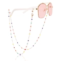 Fashion sunglasses with pink lenses and a vibrant colorful beaded eyewear chain - Colorful Faceted Bead Style (ZW2907-3#)