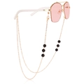Golden eyeglass chain with black crystal beads and vintage pink lens sunglasses - Black (Style 1)