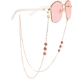 Golden eyewear chain with three deep pink crystal beads on vintage glasses - Pink (4#)