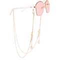 Pink hexagonal sunglasses with golden chain featuring love charms and heart pendant - Pink Heart LOVE Charm Style (4#)