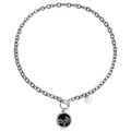Chunky chain necklace with tree of life pendant and OT toggle clasp closure - Tree of Life Rhinestone Round Tag (ZW807) / Steel