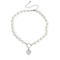Elegant pearl necklace with heart shell pendant and adjustable silver clasp for women - Heart Pendant Style (ZW1005) / Steel (ZW1005)