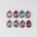 Set van 8 kleurrijke ovale edelsteen hangers met goudlaag voor DIY sieraden maken - Roze