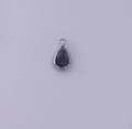 Handmade black faceted gemstone teardrop pendant with silver metal frame and ring bail - Gray