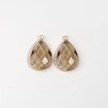 Detail of tear-drop champagne crystal pendants with gold edges for DIY jewelry making - Light Gray