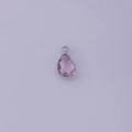 Handmade pear-shaped pendant with light purple faceted gemstone and silver metal frame - Pink