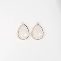 Detail of tear-drop white stone charms with gold-plated copper edges for DIY jewelry - Ivory