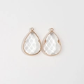 Detail showing faceted teardrop crystal charms with rose gold metal bezel for DIY jewelry - White