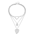 Collana a tre strati con cuore in argento e catene a maglie spesse e sottili per donna - Stile a Triplo Strato Cuore (ZW1563) / Acciaio (ZW1563)