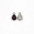 Silver pear-shaped crystal pendant with deep purple faceted stone and metal base - Deep purple