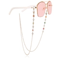 Gold glasses chain with colorful daisy flowers and crystals on pink sunglasses - Daisy Style (ZW744)