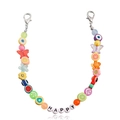 Colorful fruit and devil eye beaded shoe chain with HAPPY letter charms for sneakers - White K/Silver