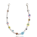 DIY pearl shoe chain with colorful Evil Eye charms and silver lobster clasps - White K/Silver
