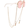 Gold rimmed pink sunglasses with matching butterfly charm chain and heart charms - Butterfly Heart Style (ZW744)