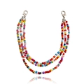 Bohemian multi-layer colorful seed bead ankle chain with silver lobster clasps - White K/Silver