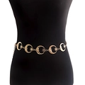 Bohemian gold waist chain with crescent moon and star charms on a black background - Gold (Single Layer)